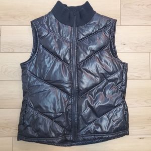 Shiny black puffer vest